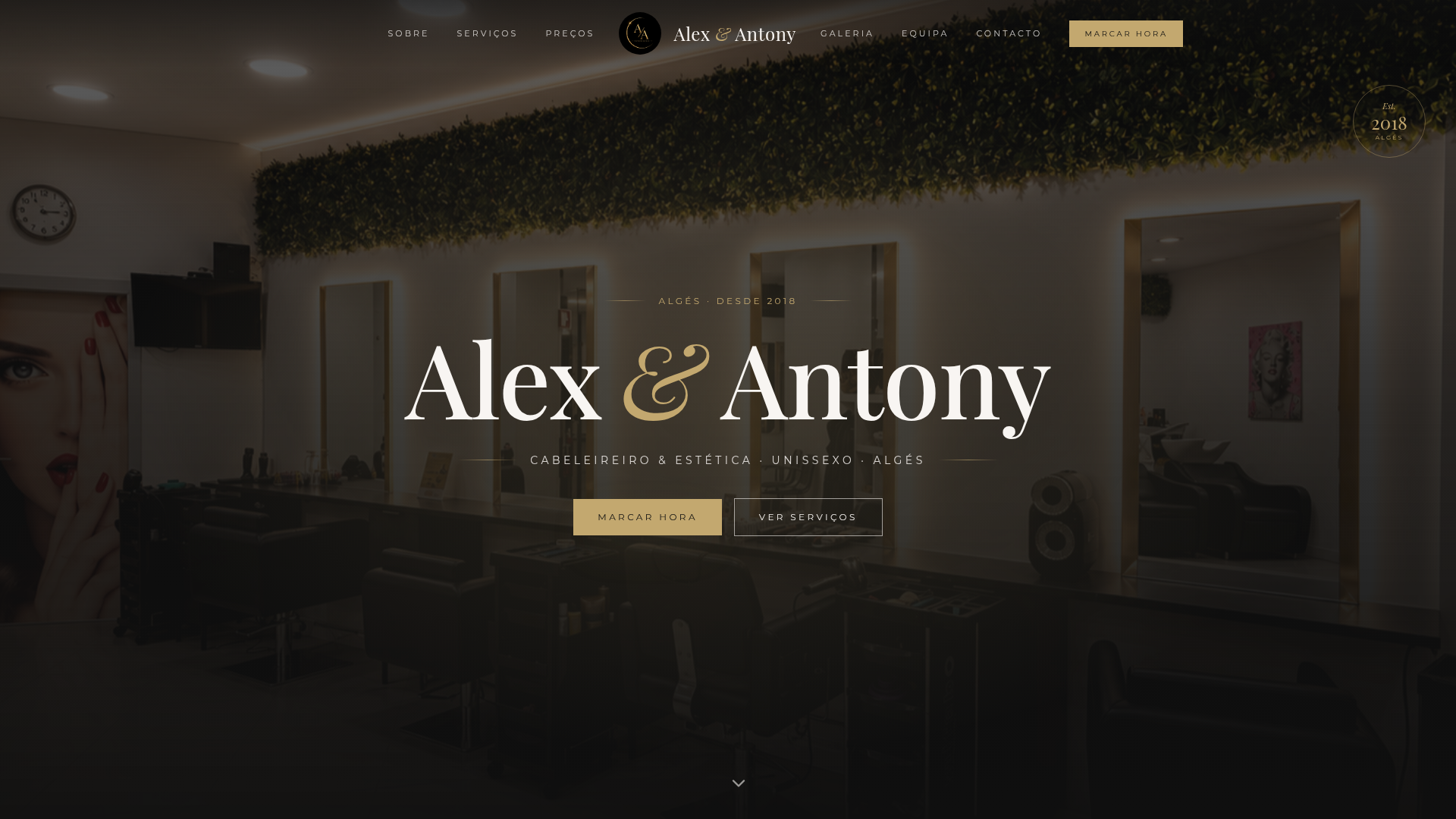 Website de Alex & Antony, Cabeleireiro & Estética em Algés