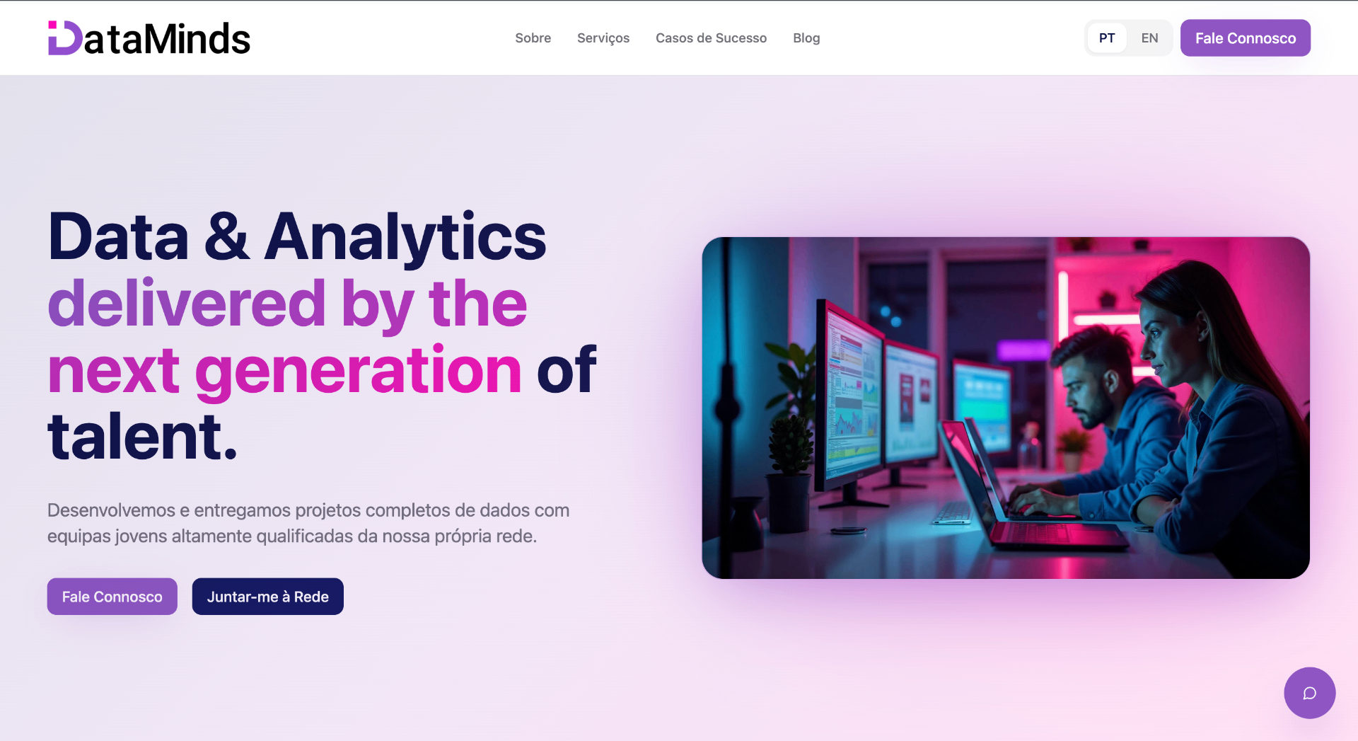 Website de DataMinds Group, Consultoria · Data & Analytics em Portugal